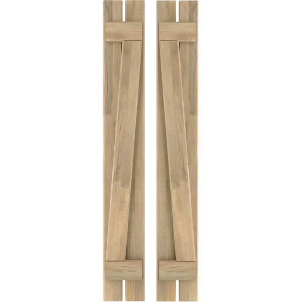 Americraft 2-Board (2 Batten) Wood Spaced Board-n-Batten Shutters w/ Z-Bar, ARW102SB207X56UNH, Ekena Millwork, Mfr#: ARW102SB207X56UNH